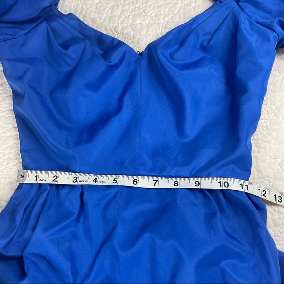 🔥Vintage ILGWU 1980s Blue Gown Ruffled Tiered Mermaid Dress Women Size 4 - Picture 14 of 17